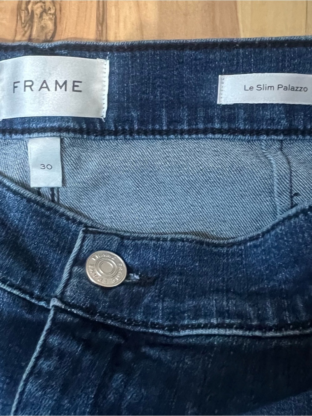 FRAME Le Slim Palazzo Patch Pocket High Rise Wide Leg Jeans Medium Wash Size 30 - Picture 5 of 9